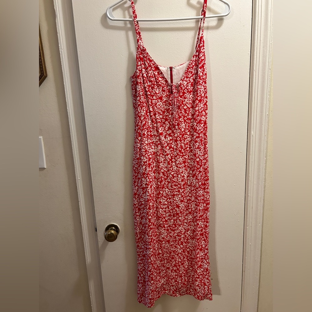 Kookai Red Floral Slip Midi Dress